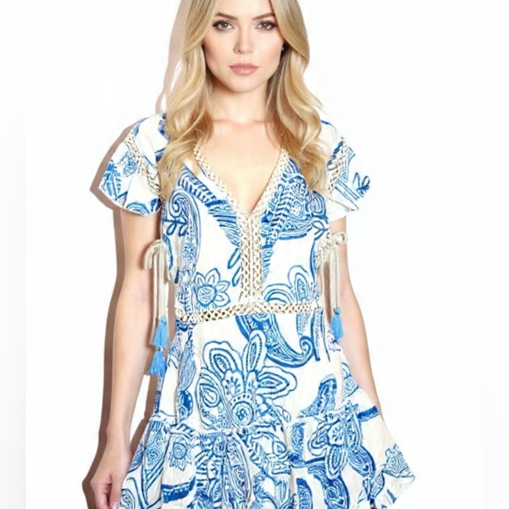 Blue and White Floral Dress